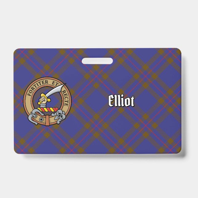 Badge Clan Elliot Crest sur Tartan moderne (Avant)