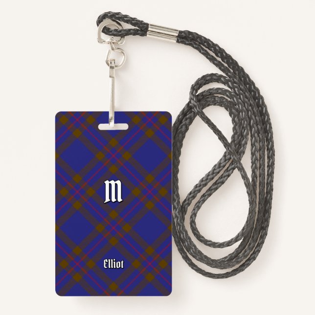 Badge Clan Elliot Insigne Tartan Moderne (Devant avec lanière)