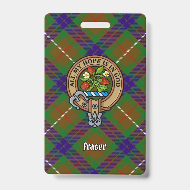 Badge Clan Fraser Crest sur la chasse Tartan (Face)