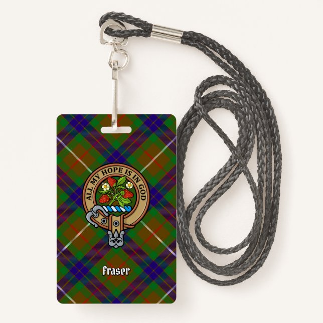 Badge Clan Fraser Crest sur la chasse Tartan (Devant avec lanière)