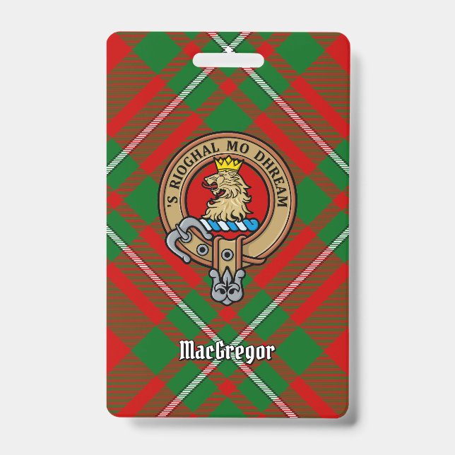 Badge Clan Gregor Crest sur Tartan (Avant)