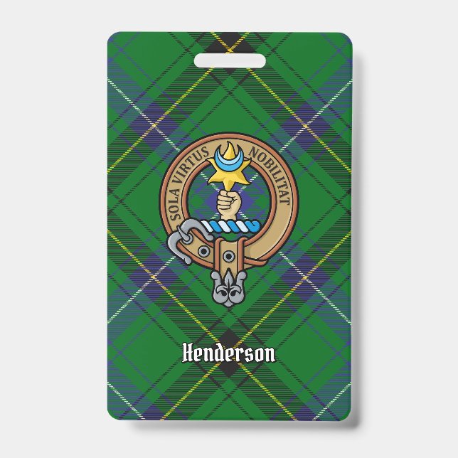 Badge Clan Henderson Crest sur Tartan (Face)