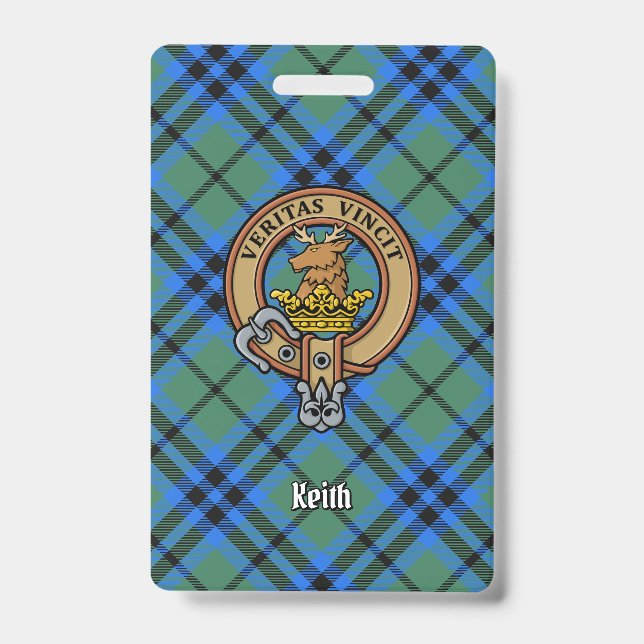 Badge Clan Keith Crest sur Tartan (Face)