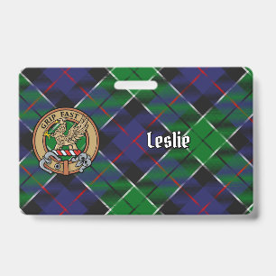 Badge Clan Leslie Crest sur la chasse Tartan