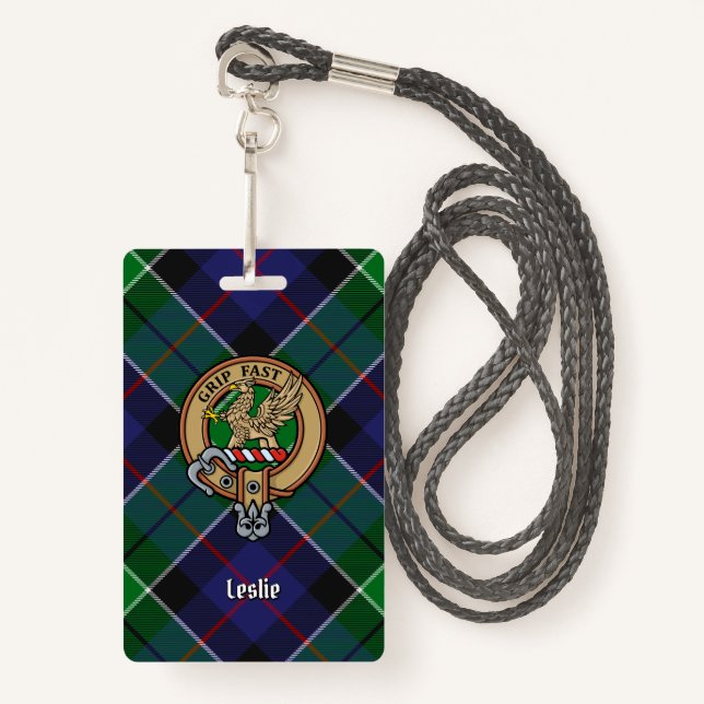 Badge Clan Leslie Crest sur la chasse Tartan (Devant avec lanière)