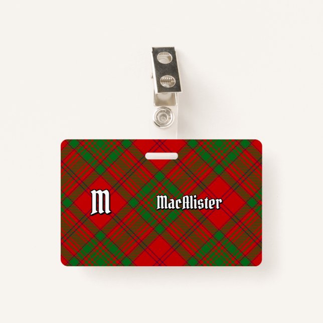 Badge Clan MacAlister de Glenbarr Tartan (Devant avec clip)