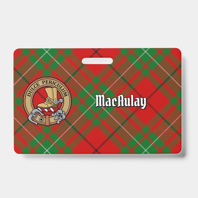 Badge Clan MacAulay Crest sur Tartan (Avant)