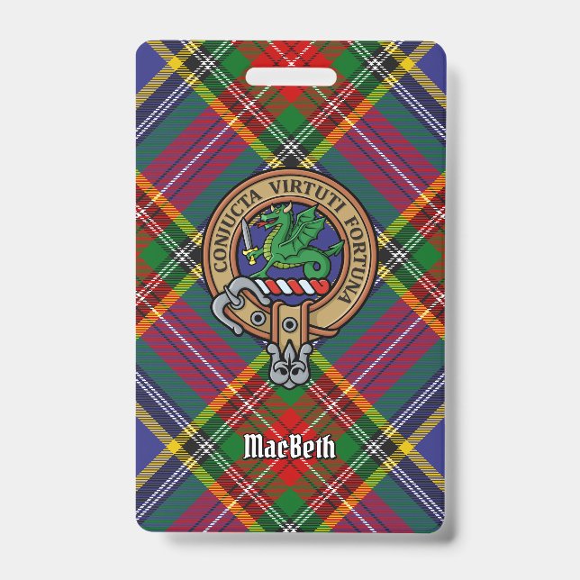 Badge Clan MacBeth Crest sur Tartan (Avant)