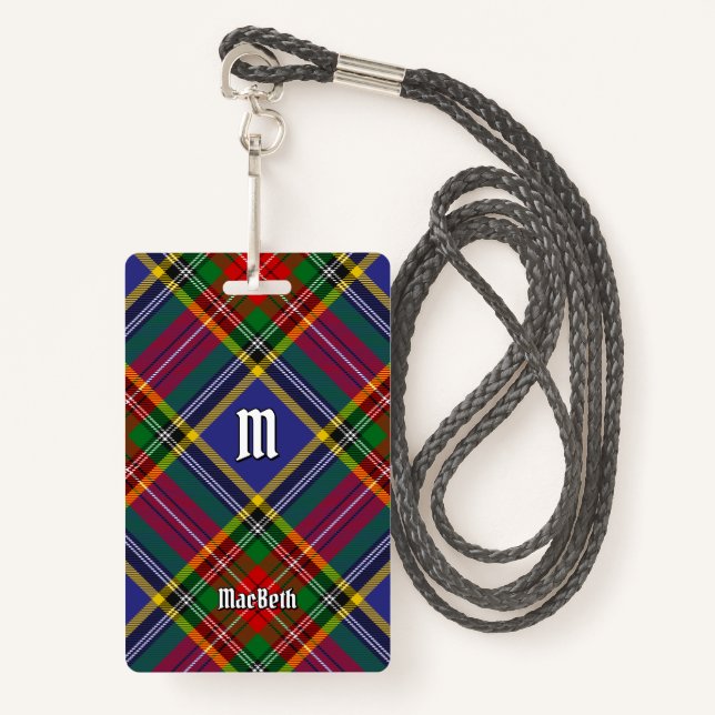 Badge Clan MacBeth Insigne Tartan (Devant avec lanière)