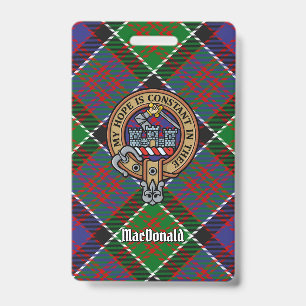 Badge Clan MacDonald de Clanranald Crest sur Tartan