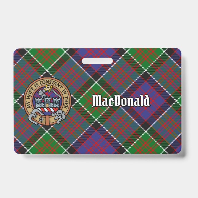 Badge Clan MacDonald de Clanranald Crest sur Tartan (Avant)