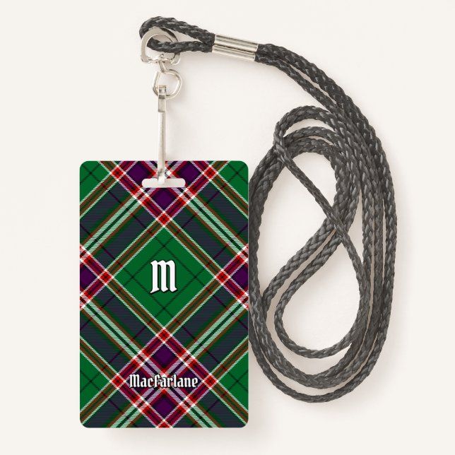 Badge Clan MacFarlane Chasse moderne Tartan (Devant avec lanière)
