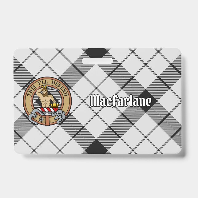 Badge Clan MacFarlane Crest sur tarte noir et blanc (Avant)