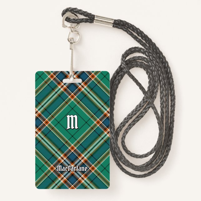 Badge Clan MacFarlane Tartan de chasse antique (Devant avec lanière)