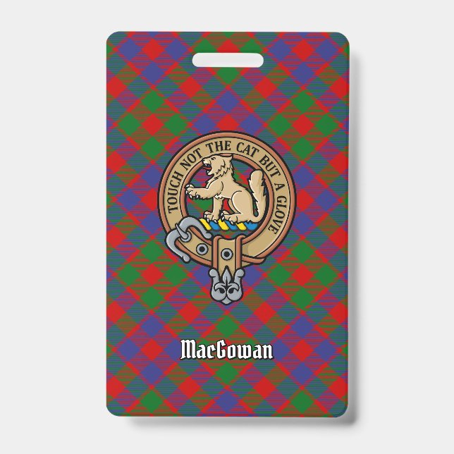 Badge Clan MacGowan Crest sur Tartan (Avant)