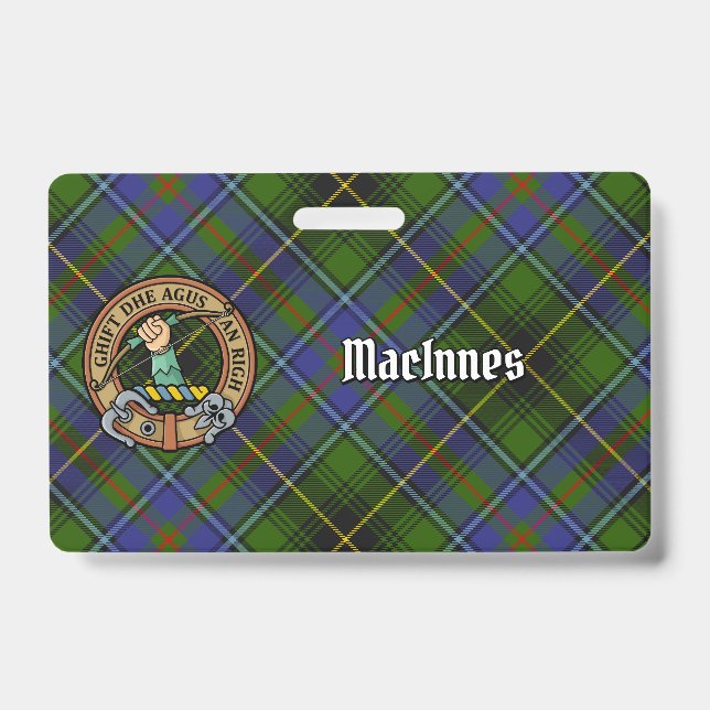 Badge Clan MacInnes Crest sur Tartan (Avant)
