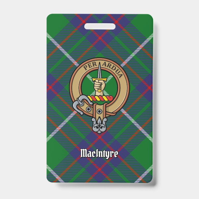 Badge Clan MacIntyre Crest sur Tartan (Avant)