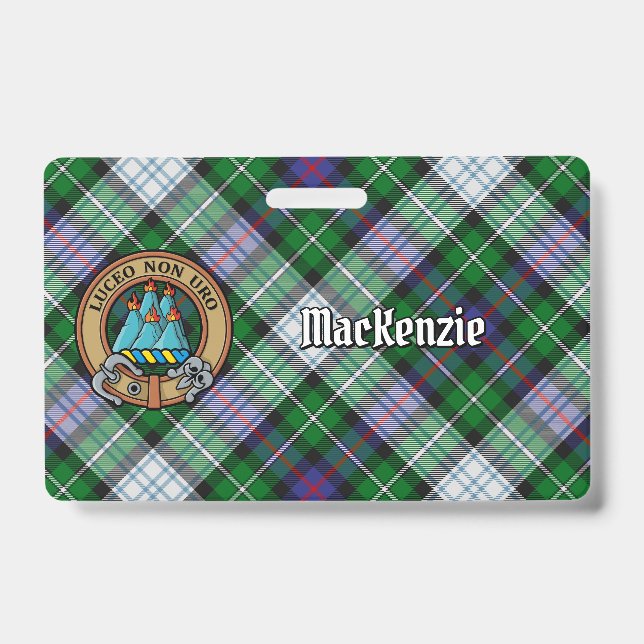 Badge Clan MacKenzie Crest sur Tartan de robe (Avant)