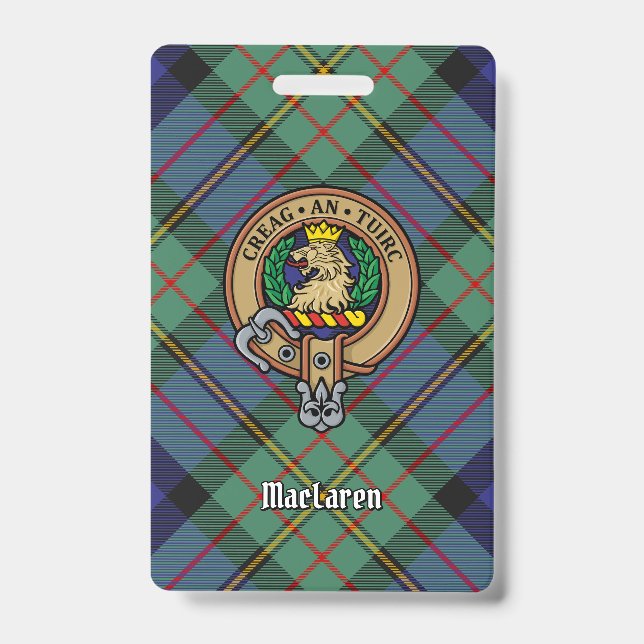 Badge Clan MacLaren Crest sur Tartan (Avant)