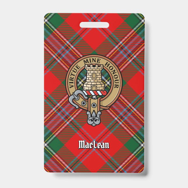 Badge Clan MacLean Crest sur Tartan (Avant)