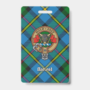 Badge Clan MacLeod Crest sur Tartan