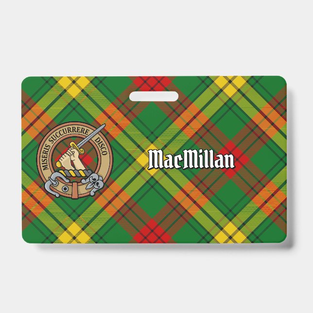 Badge Clan MacMillan Crest sur Tartan (Avant)