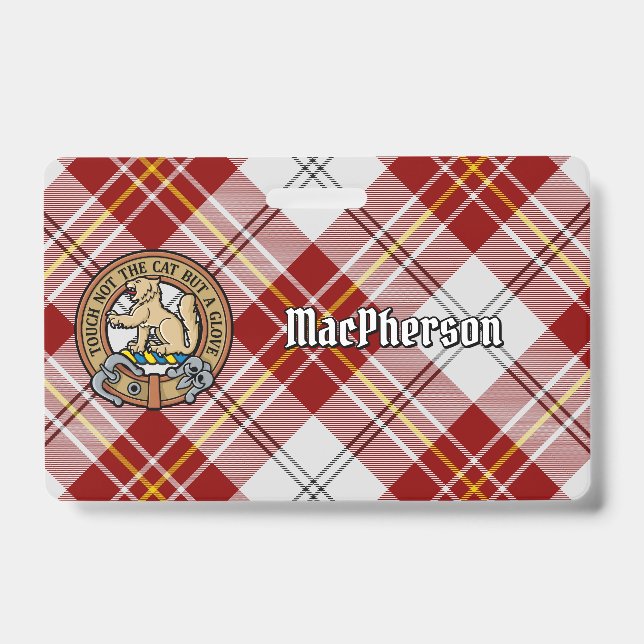 Badge Clan MacPherson Crest sur la robe rouge Tartan (Avant)
