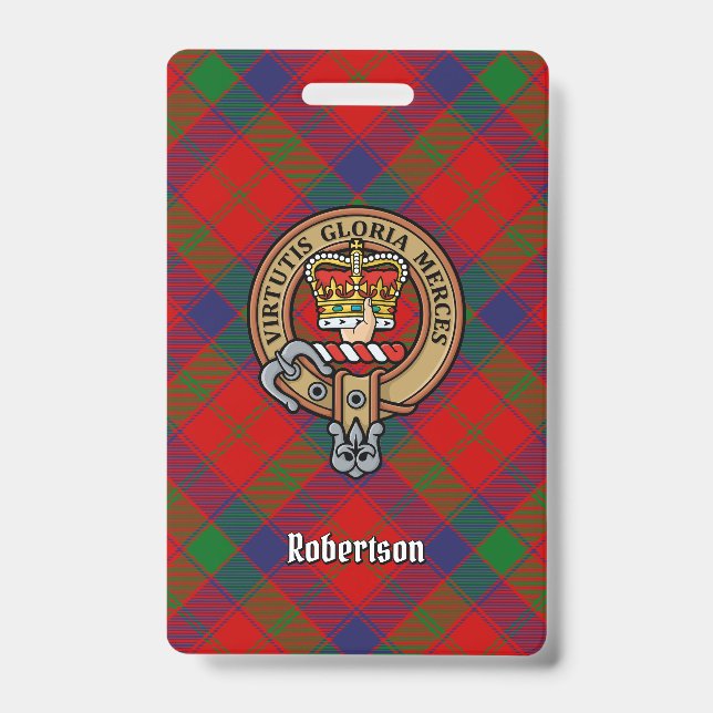 Badge Clan Robertson Crest sur Tartan (Face)