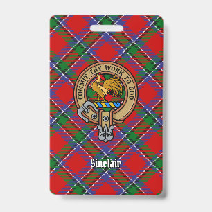 Badge Clan Sinclair Crest sur Red Tartan
