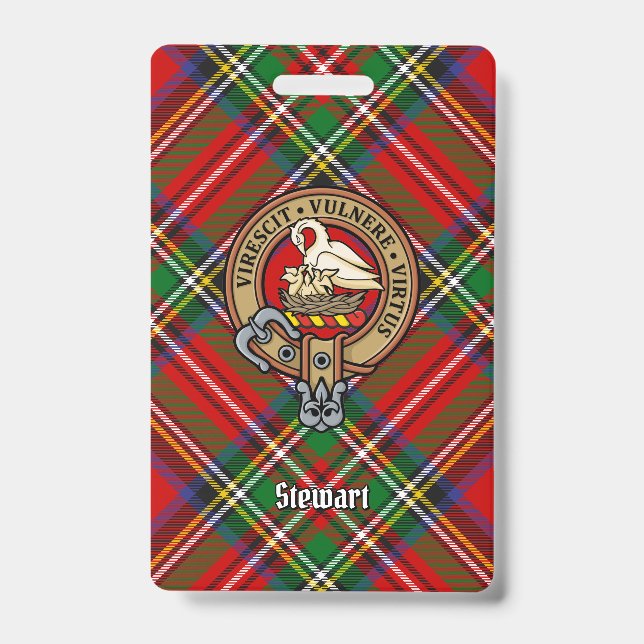 Badge Clan Stewart Crest sur Royal Tartan (Face)