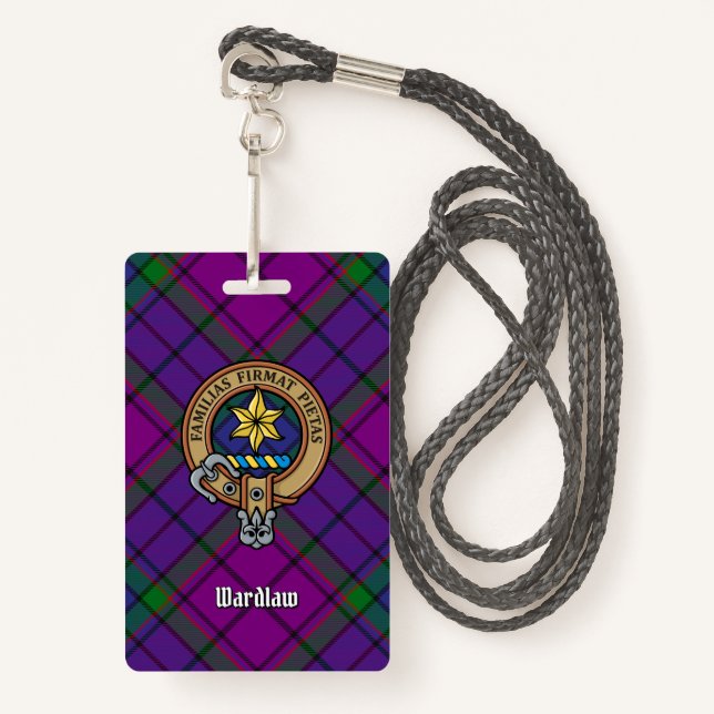 Badge Clan Wardlaw Crest sur Tartan (Devant avec lanière)