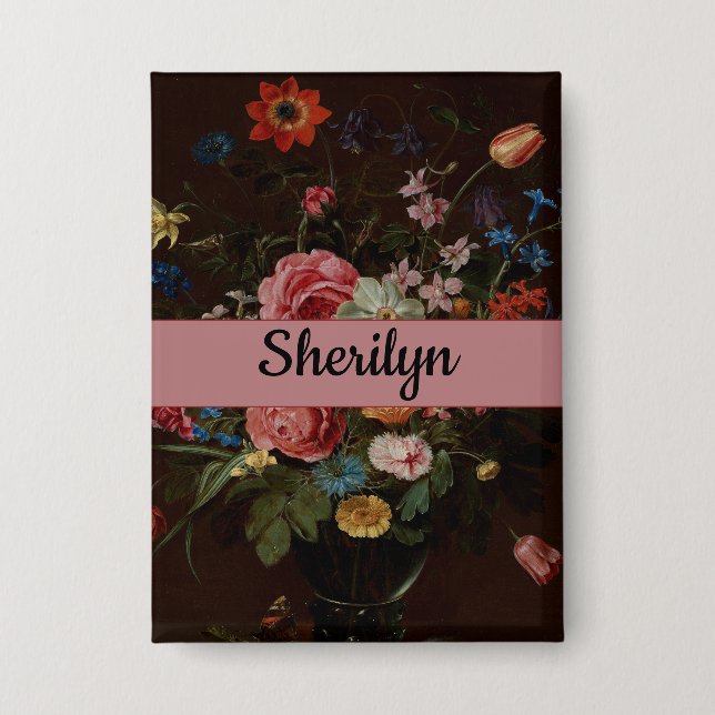 Badge Clara Peeters : Un bouquet de fleurs - (Recto)