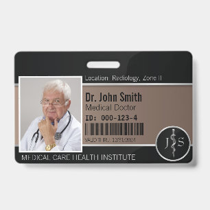 Badge Classé Médicale bâton de Asclepius Silver ID photo