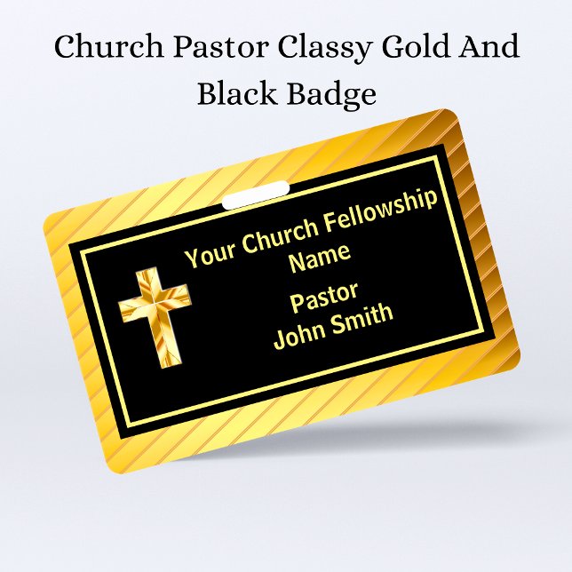 Badge Classeuse Pasteur d'Église Or et Noir  (The metal details are simulated in the artwork. No actual metal will be used in this product.)