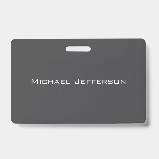 Badge Classique Créatif Tendance Gris foncé & Blanc (Avant)