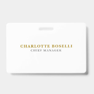 Badge Classique Minimaliste Professionnel Couleur Or