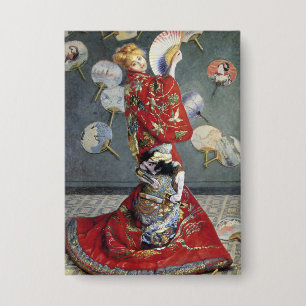 Badge Claude Monet Camille en kimono japonais rouge Art