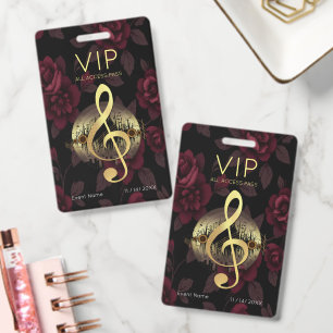 Badge Clé de Sol en Or VIP Accès Illimité Luxe Rose Somb