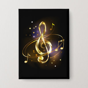 Badge Clé de Sol Musicale en Or