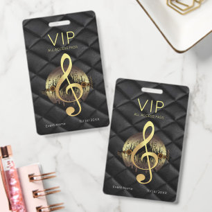 Badge Clé de Sol VIP Or Tout Accès Luxe Diamant 