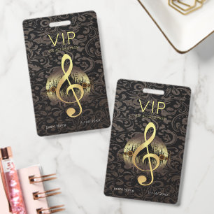 Badge Clé de Sol VIP Tout Accès Ornementale Élégante en 