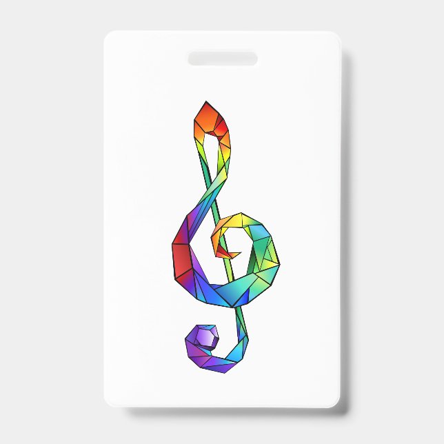 Badge Clé musicale arc-en-ciel en clé de sol (Avant)