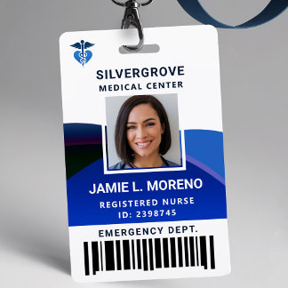 Badge Clinique Logo Hôpital Bleu Photo Infirmière ID