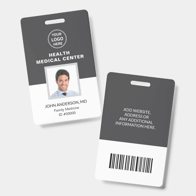 Badge Clinique Médicale Docteur Gray Code Barres ID (Avant & arrière)