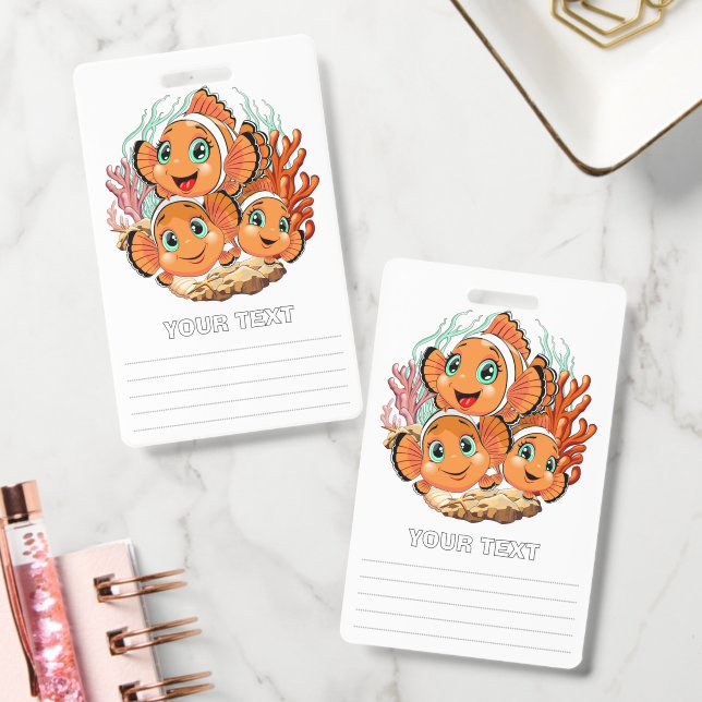 Badge Clown fish Cartoon cute Family Underwater (Bureau)