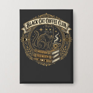 Badge Club de café Black Cat Gold Books Celestial