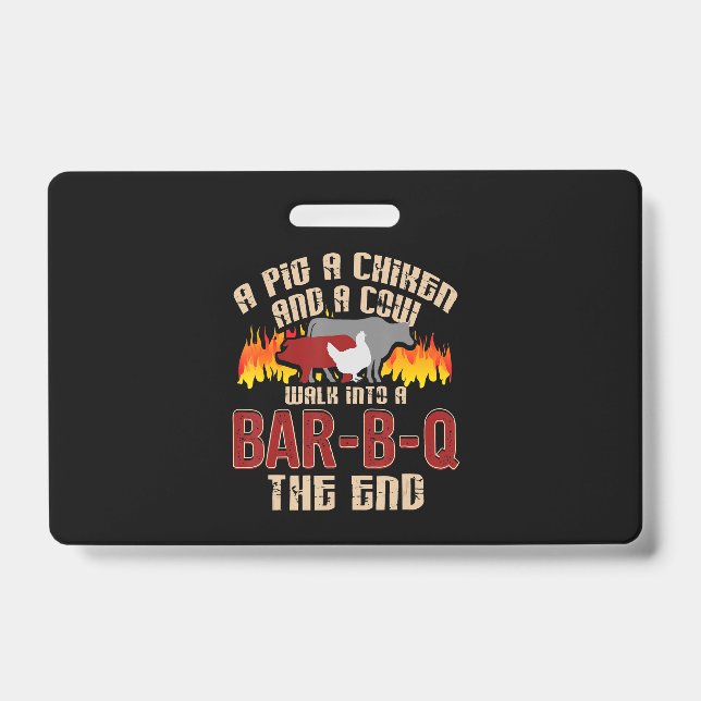 Badge Cochon Drôle Poulet Vache Bar B Q Bbq Chef Biscuit (Avant)