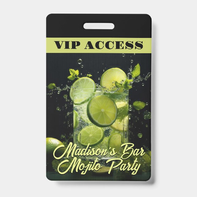 Badge Cocktail Mojito Texte Personnalisé (Avant)