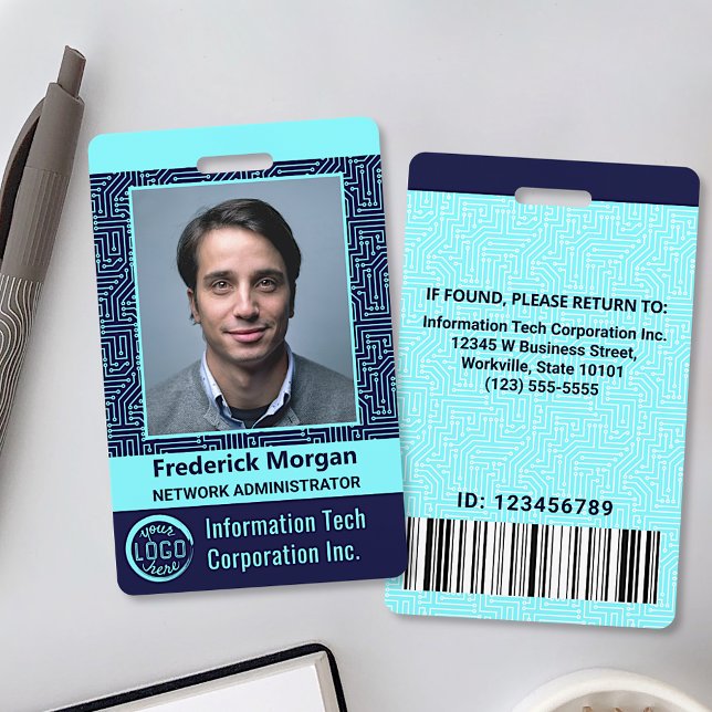 Badge Code à barres du logo de la photo d'employé person (Créateur téléchargé)