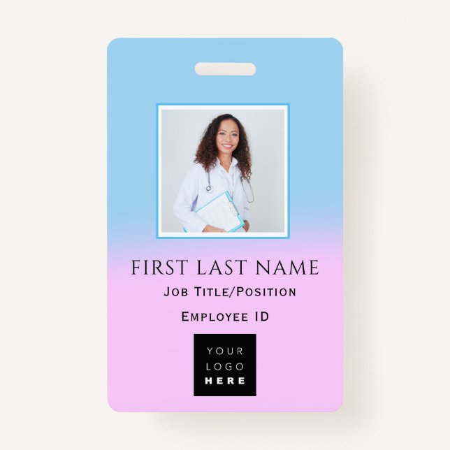 Badge Code à barres Nom photo ID Soins de santé Médecin  (Devant)